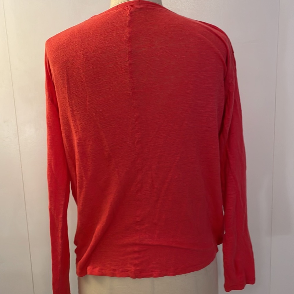 Gap linen long sleeve loose top in tangerine - Picture 4 of 6